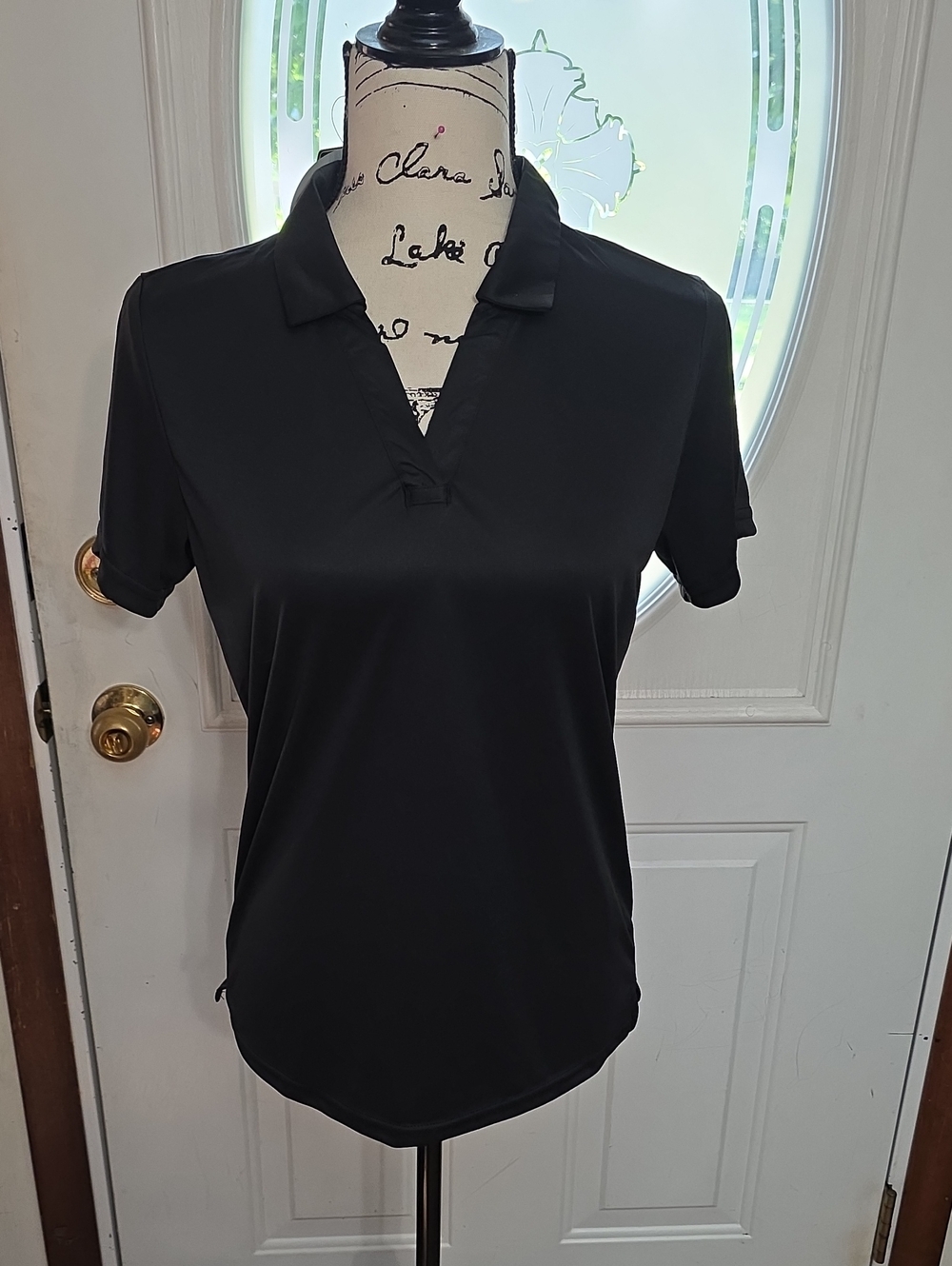 Women’s Black Short-Sleeve Polo Tee - Athletic Apparel